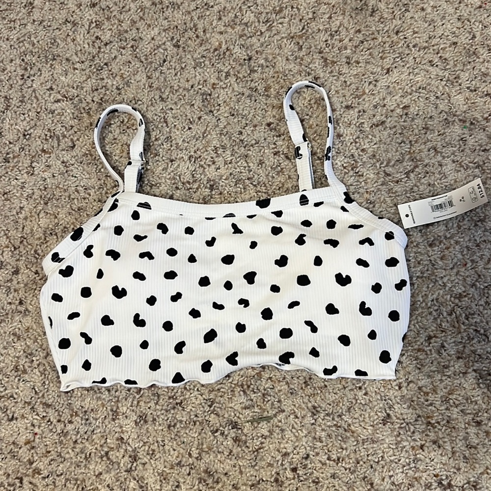 black and white cheetah print swimsuit top/crop top